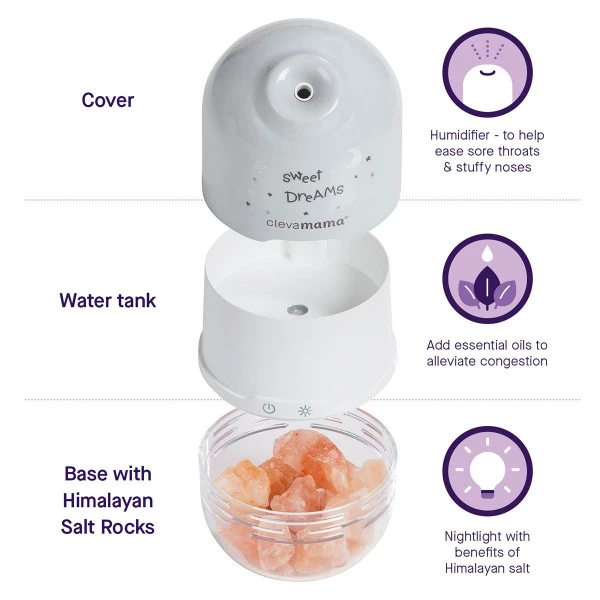 ClevaMama ClevaPure Himalayan Salt Lamp, Humidifier & Night Light 4 ClevaMama ClevaPure Himalayan Salt Lamp, Humidifier & Night Light - Image 2