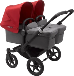 Bugaboo Donkey 3 Twin - Black Chassis/Grey Melange -Stroller Shop 03 03 20212773327210 BGB Donkey3 twin black grey red 02