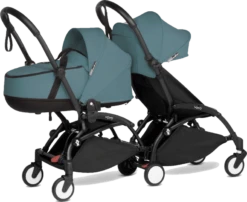 BABYZEN YOYO² Complete Connect Double Pushchair For Siblings – White Frame -Stroller Shop 03 06 20213228206143 BLACK AQUA YOYO CONNECT SIBLING BASSINET 1
