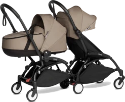 BABYZEN YOYO² Complete Connect Double Pushchair For Siblings – White Frame -Stroller Shop 03 06 20213240899249 BLACK TAUPE YOYO CONNECT SIBLING BASSINET 1
