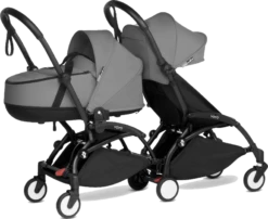 BABYZEN YOYO² Complete Connect Double Pushchair For Siblings – Black Frame -Stroller Shop 03 06 20213931654524 BLACK GREY YOYO CONNECT SIBLING BASSINET 1