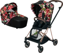 Cybex Mios Stroller & Carrycot - Spring Blossom / Rose Gold Chassis