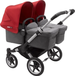 Bugaboo Donkey 3 Twin - Alu Chassis/Grey Melange -Stroller Shop 06 03 20212350217311 BGB Donkey3 twin alu grey red 02