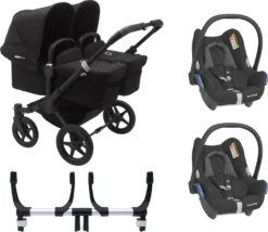 Bugaboo Donkey 3 Twin Complete Maxi-Cosi Travel System - Black Chassis/Black