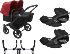 Bugaboo Donkey 3 Twin Complete Cloud Z Travel System - Black Chassis/Black 10 Bugaboo Donkey 3 Twin Complete Cloud Z Travel System - Black Chassis/Black -Stroller Shop 07 03 20211800489981 BGB Donkey3CloudZBundle twin black black red 02