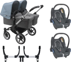 Bugaboo Donkey 3 Twin Complete Maxi-Cosi Travel System - Alu Chassis/Grey Melange 11 Bugaboo Donkey 3 Twin Complete Maxi-Cosi Travel System - Alu Chassis/Grey Melange -Stroller Shop 07 03 20211958510047 BGB Donkey3MaxiCosi twin alu grey VB 02