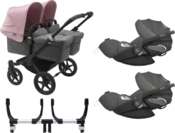 Bugaboo Donkey 3 Twin Complete Cloud Z Travel System - Black Chassis/Grey Melange -Stroller Shop 07 03 20212257482290 BGB Donkey3CloudZBundle twin black grey SP 02