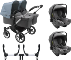 Bugaboo Donkey 3 Twin Complete Turtle Travel System - Alu Chassis/Grey Melange -Stroller Shop 07 03 20212267287170 BGB Donkey3Turtle twin alu grey VB 02