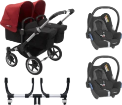 Bugaboo Donkey 3 Twin Complete Maxi-Cosi Travel System - Alu Chassis/Black 12 Bugaboo Donkey 3 Twin Complete Maxi-Cosi Travel System - Alu Chassis/Black -Stroller Shop 07 03 20212391678598 BGB Donkey3MaxiCosi twin alu black red 02