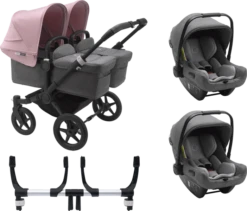 Bugaboo Donkey 3 Twin Complete Turtle Travel System - Black Chassis/Grey Melange 11 Bugaboo Donkey 3 Twin Complete Turtle Travel System - Black Chassis/Grey Melange -Stroller Shop 07 03 20213048607040 BGB Donkey3Turtle twin black grey SP 02