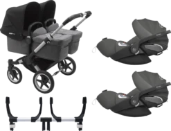 Bugaboo Donkey 3 Twin Complete Cloud Z Travel System - Alu Chassis/Grey Melange