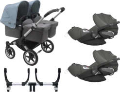 Bugaboo Donkey 3 Twin Complete Cloud Z Travel System - Alu Chassis/Grey Melange -Stroller Shop 07 03 20213069219590 BGB Donkey3CloudZBundle twin alu grey VB 02