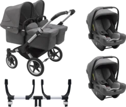 Bugaboo Donkey 3 Twin Complete Turtle Travel System - Alu Chassis/Grey Melange -Stroller Shop 07 03 20213256101137 BGB Donkey3Turtle twin alu grey grey 02