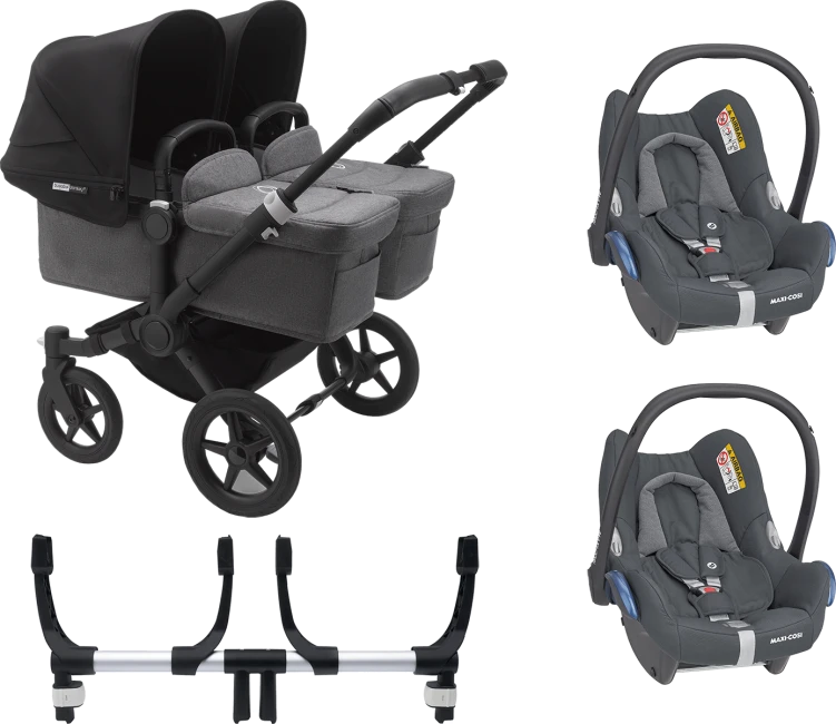 Bugaboo Donkey 3 Twin Complete Maxi-Cosi Travel System - Black Chassis/Grey Melange 3 Bugaboo Donkey 3 Twin Complete Maxi-Cosi Travel System - Black Chassis/Grey Melange