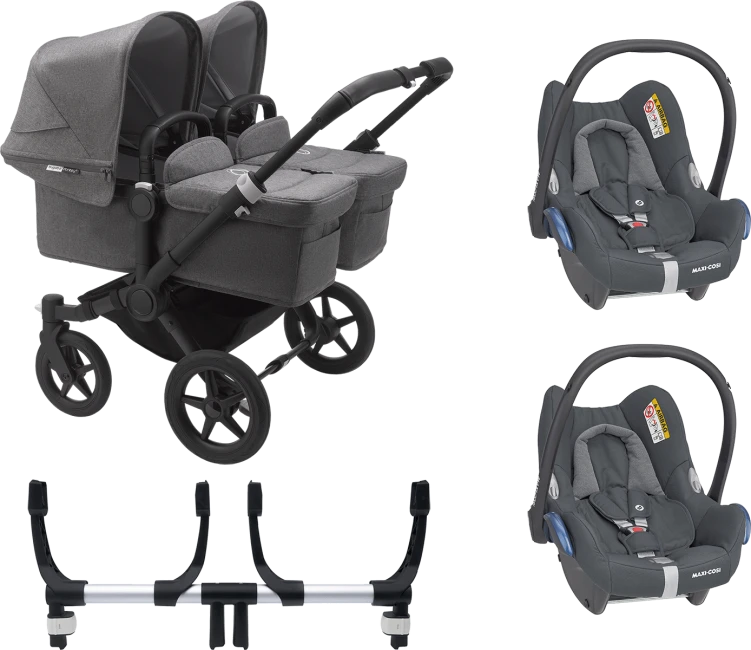 Bugaboo Donkey 3 Twin Complete Maxi-Cosi Travel System - Black Chassis/Grey Melange 4 Bugaboo Donkey 3 Twin Complete Maxi-Cosi Travel System - Black Chassis/Grey Melange - Image 2