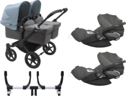 Bugaboo Donkey 3 Twin Complete Cloud Z Travel System - Black Chassis/Grey Melange -Stroller Shop 07 03 20213447297098 BGB Donkey3CloudZBundle twin black grey VB 02