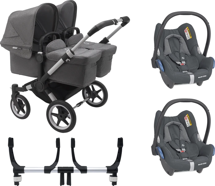 Bugaboo Donkey 3 Twin Complete Maxi-Cosi Travel System - Alu Chassis/Grey Melange 3 Bugaboo Donkey 3 Twin Complete Maxi-Cosi Travel System - Alu Chassis/Grey Melange