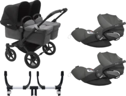Bugaboo Donkey 3 Twin Complete Cloud Z Travel System - Black Chassis/Grey Melange