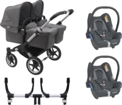 Bugaboo Donkey 3 Twin Complete Maxi-Cosi Travel System - Alu Chassis/Grey Melange 10 Bugaboo Donkey 3 Twin Complete Maxi-Cosi Travel System - Alu Chassis/Grey Melange -Stroller Shop 07 03 20213667654738 BGB Donkey3MaxiCosi twin alu grey grey 02