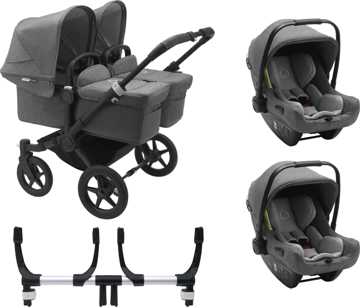 Bugaboo Donkey 3 Twin Complete Turtle Travel System - Black Chassis/Grey Melange 4 Bugaboo Donkey 3 Twin Complete Turtle Travel System - Black Chassis/Grey Melange - Image 2