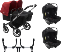 Bugaboo Donkey 3 Twin Complete Turtle Travel System - Alu Chassis/Black -Stroller Shop 07 03 20214318539397 BGB Donkey3Turtle twin alu black red 02
