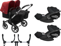 Bugaboo Donkey 3 Twin Complete Cloud Z Travel System - Alu Chassis/Black -Stroller Shop 07 03 20214744951795 BGB Donkey3CloudZBundle twin alu black red 02