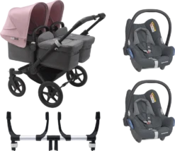 Bugaboo Donkey 3 Twin Complete Maxi-Cosi Travel System - Black Chassis/Grey Melange 11 Bugaboo Donkey 3 Twin Complete Maxi-Cosi Travel System - Black Chassis/Grey Melange -Stroller Shop 07 03 20214758316454 BGB Donkey3MaxiCosi twin black grey SP 02
