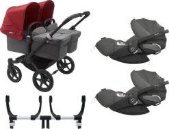 Bugaboo Donkey 3 Twin Complete Cloud Z Travel System - Black Chassis/Grey Melange -Stroller Shop 07 03 20214832233194 BGB Donkey3CloudZBundle twin black grey red 02