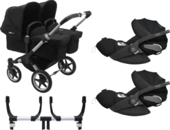 Bugaboo Donkey 3 Twin Complete Cloud Z Travel System - Alu Chassis/Black