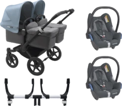 Bugaboo Donkey 3 Twin Complete Maxi-Cosi Travel System - Black Chassis/Grey Melange 9 Bugaboo Donkey 3 Twin Complete Maxi-Cosi Travel System - Black Chassis/Grey Melange -Stroller Shop 07 03 20215552172266 BGB Donkey3MaxiCosi twin black grey VB 02
