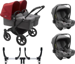 Bugaboo Donkey 3 Twin Complete Turtle Travel System - Black Chassis/Grey Melange 10 Bugaboo Donkey 3 Twin Complete Turtle Travel System - Black Chassis/Grey Melange -Stroller Shop 07 03 2021978975964 BGB Donkey3Turtle twin black grey red 02