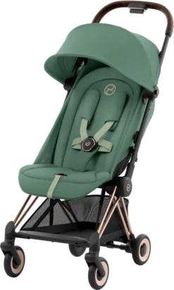 Cybex COYA Compact Pushchair - Rose Gold Chassis -Stroller Shop 15 07 20232325809061 COYA Rose Gold Leaf Green
