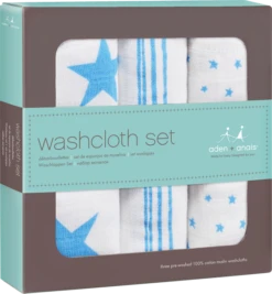 Aden + Anais Classic Wascloth Set -Stroller Shop 15 12 20173279531902 3053G 2 bath washcloth set fluro blue packaging