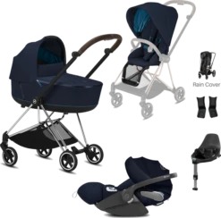 Cybex Mios Travel System - Chrome Chassis & Brown Handle